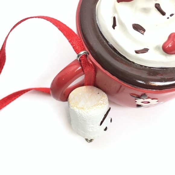 CHRISTMAS Ornament Hot Chocolate Mug Marshmallows Holidays Cocoa Hearts Flowers - Picture 5 of 8